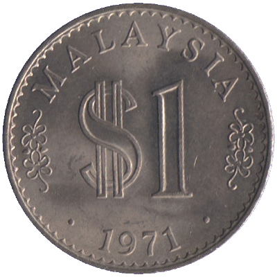 47-original 1971 Malaysia 1 Ringgit Size Coin
