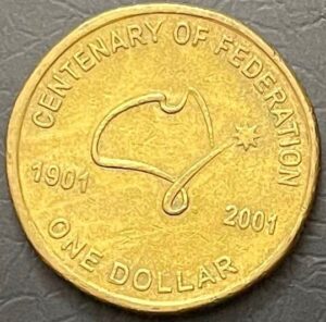 Australia Elizabeth Ii 1 Dollar 100Th Anniversary Of Federation Commemorative Issue 2001