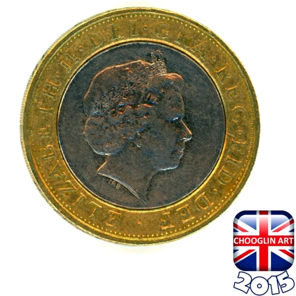 British 2015 Elizabeth II Two Pounds £2 coin